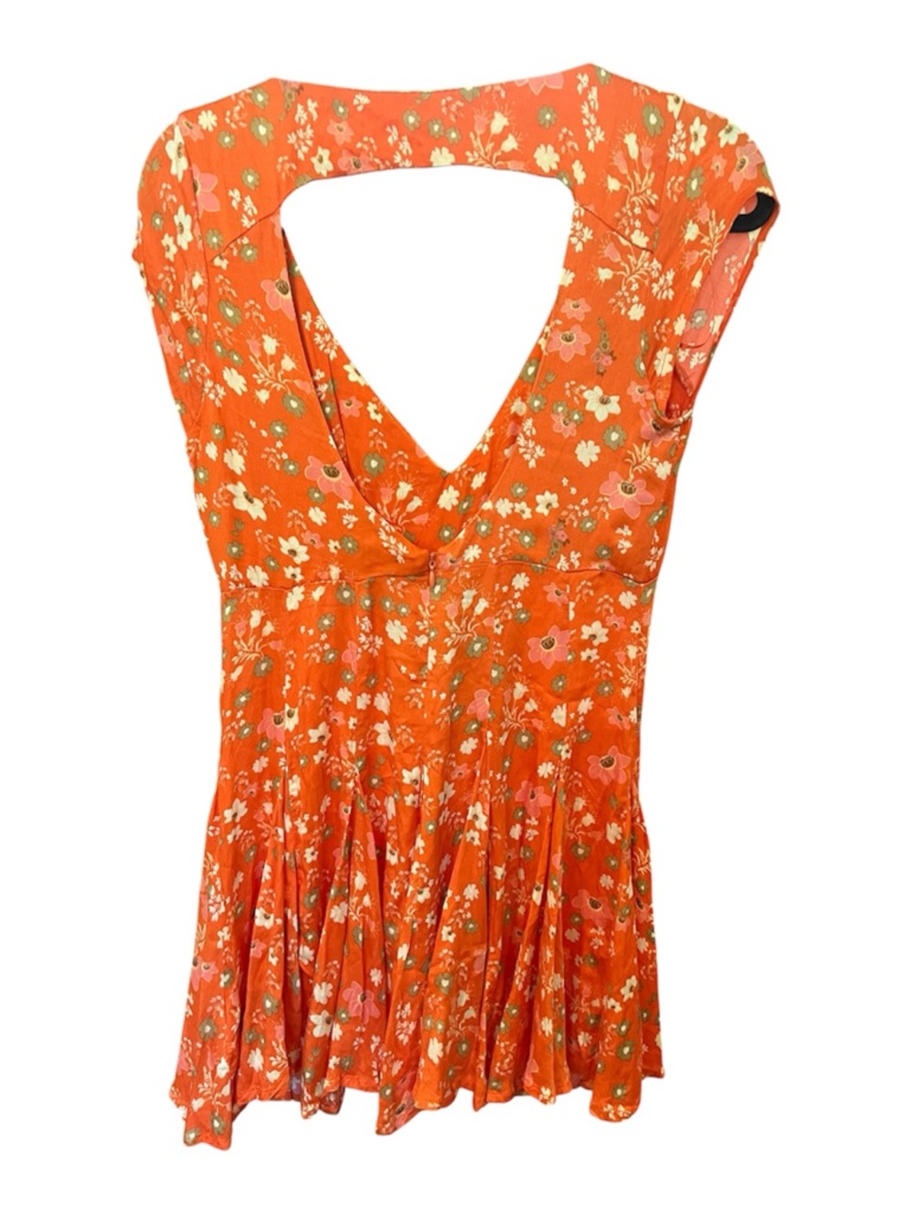 Free People Orange Floral Tie-Front Mini Dress - Picture 3 of 6